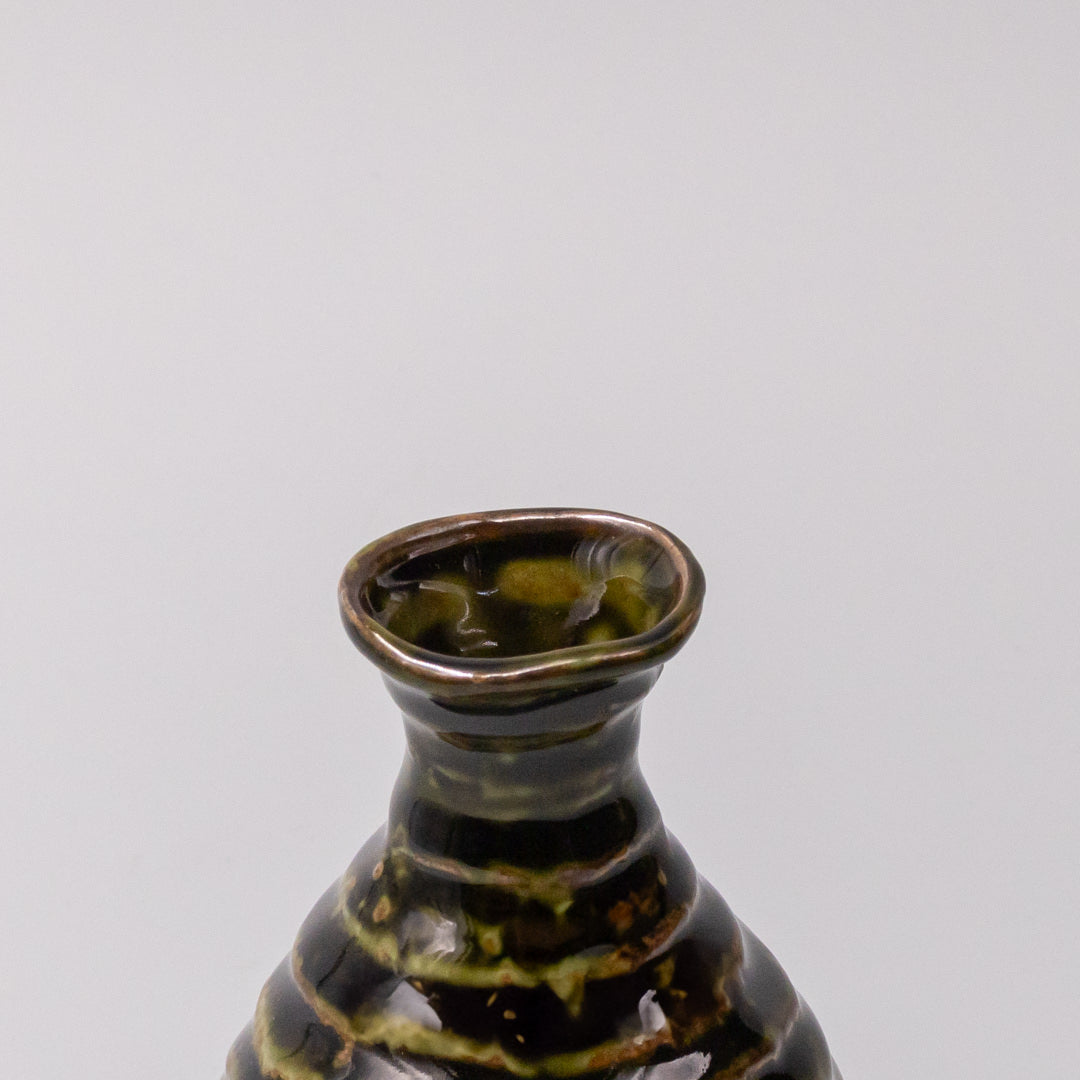 Sage Brown Glaze Sake Jug 180ml Japanese Ceramic Pourer Dishwasher Microwave Safe