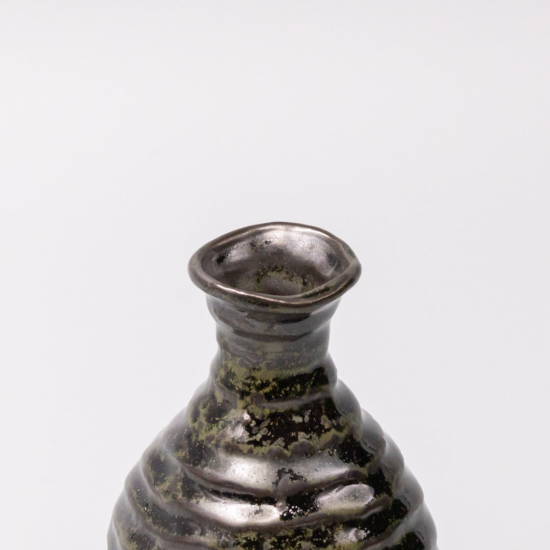 Premium 180ml Moss Black Glaze Ceramic Sake Jug Japanese Drinkware