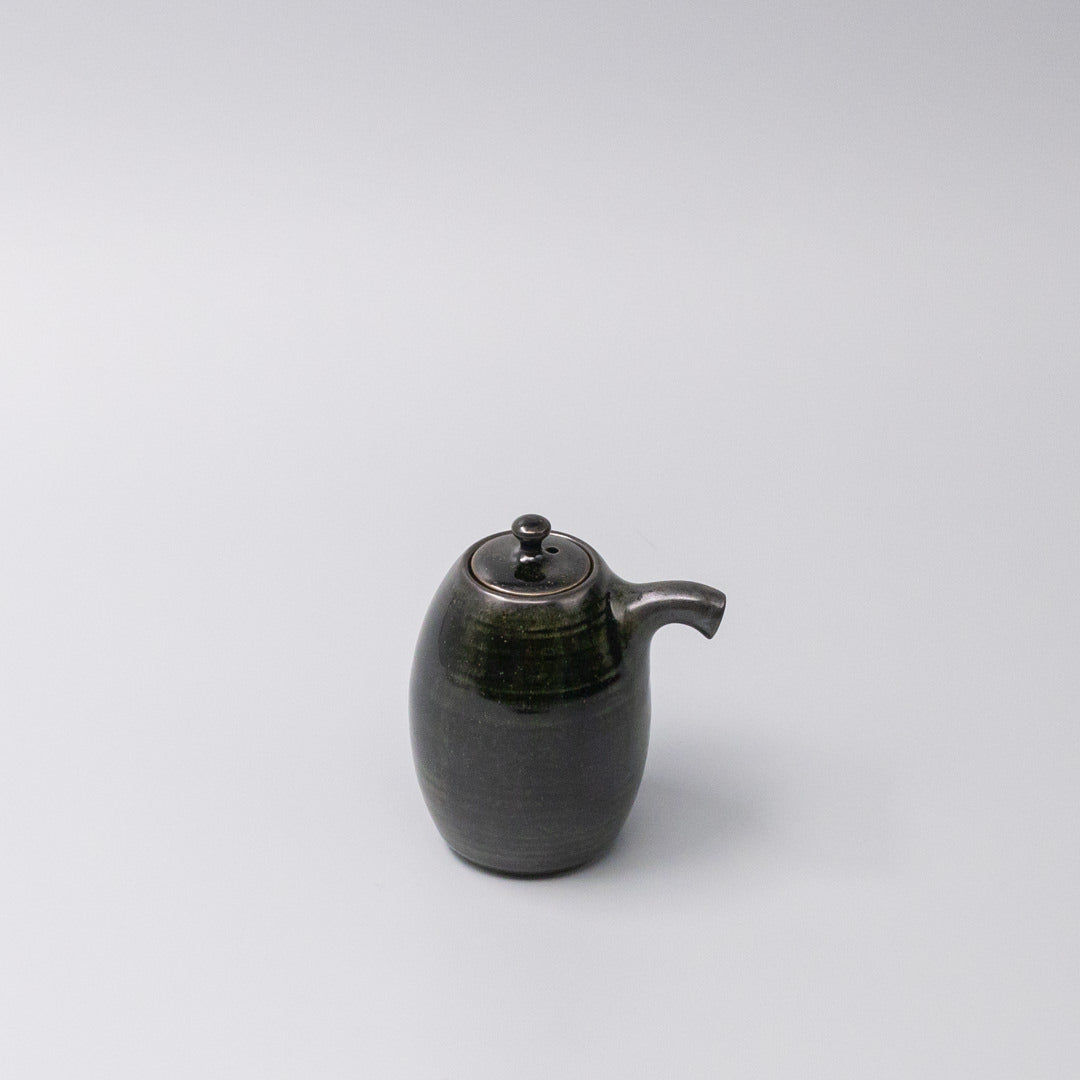 Premium 160ml Moss Black Ceramic Soy Pot Japanese Sauce Pourer