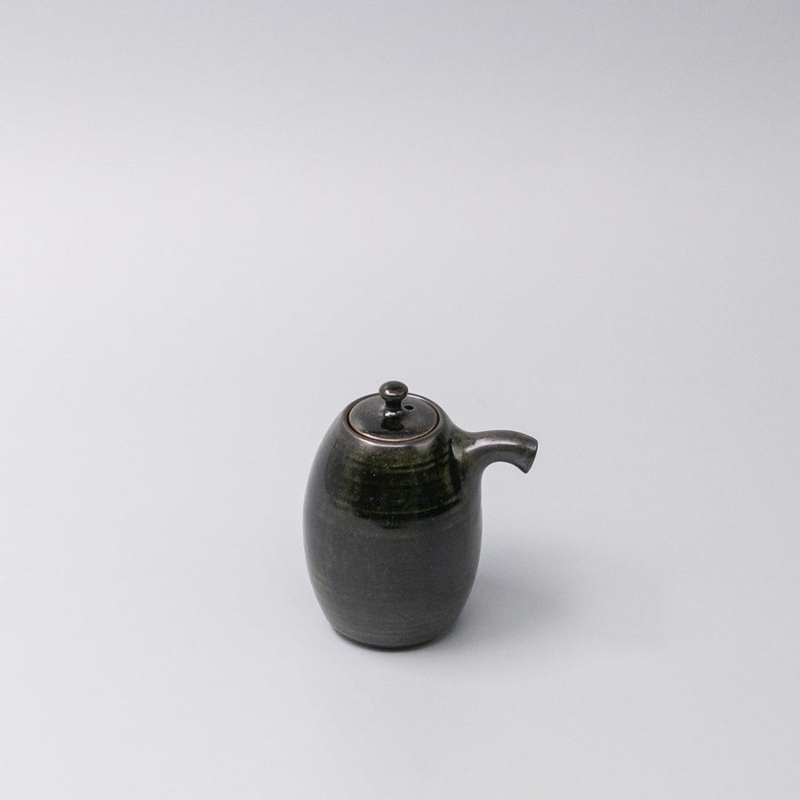 Premium 160ml Moss Black Ceramic Soy Pot Japanese Sauce Pourer