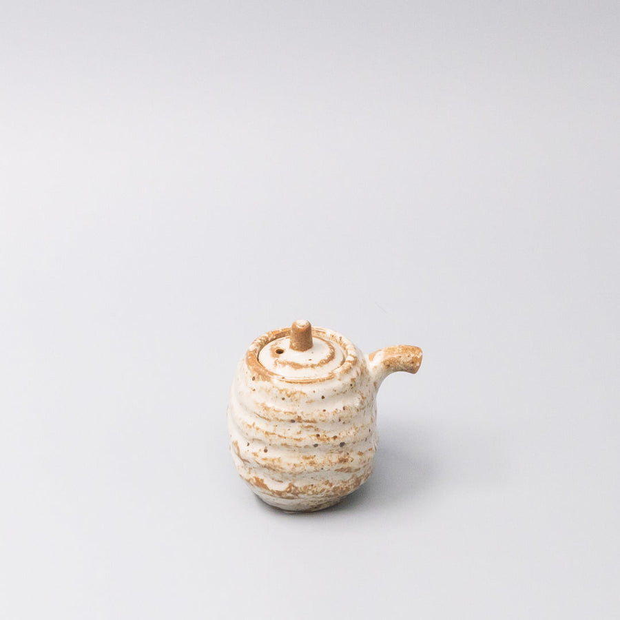 Premium Rustic White Sand Ceramic Soy Pot Japanese Sauce Server