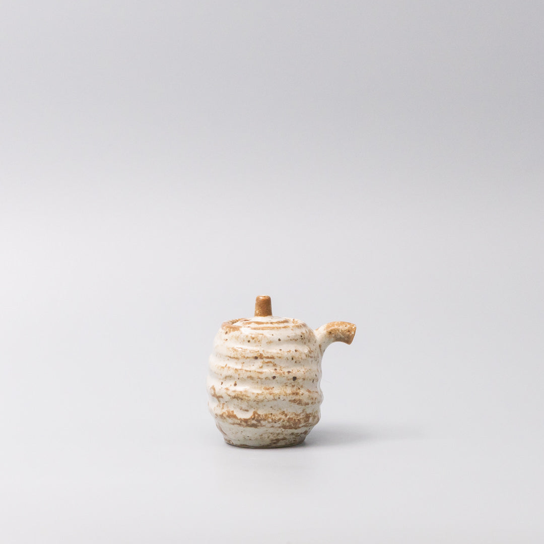 Premium Rustic White Sand Ceramic Soy Pot Japanese Sauce Server