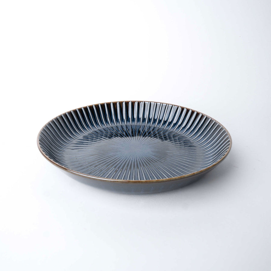 Premium High Rim Plate with Navy Sendan Glaze - 22.5cm