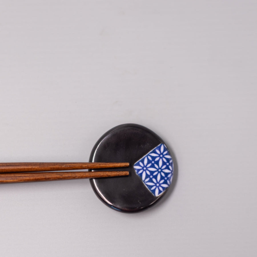 Premium Round Black Blue Hishi Chopstick Rest Dishwasher Microwave Safe