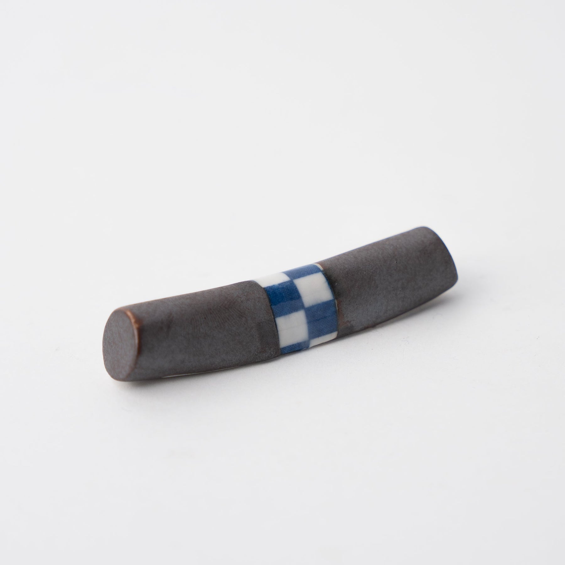 Premium Black Cylinder Checker Ceramic Chopstick Rest Dishwasher Microwave Safe