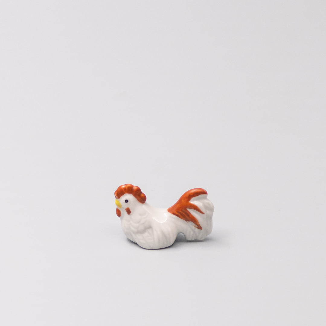 Premium White and Red Rooster Chopstick Rest Japanese Ceramic Tableware