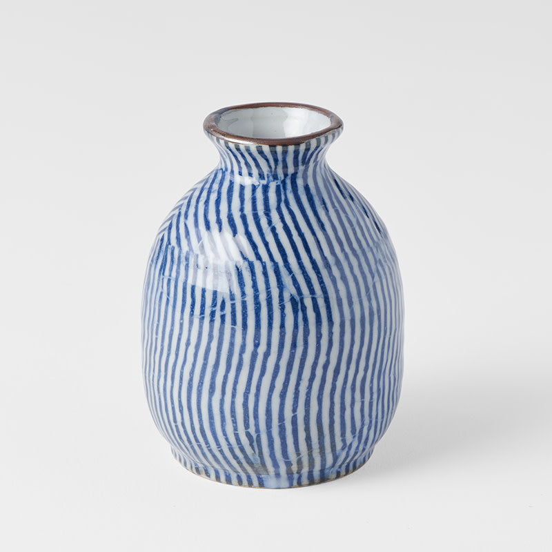 Premium Sake Jug – Blue Wavy Line Glaze 300ml