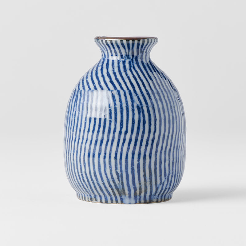 Premium Sake Jug – Blue Wavy Line Glaze 300ml