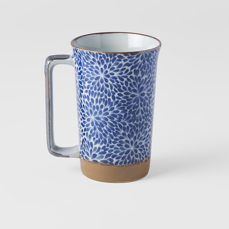 Premium Mug with Handle – Blue Chrysanthemum Design 400ml