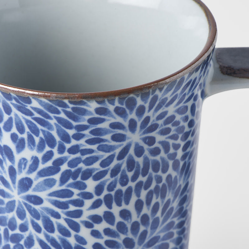 Premium Mug with Handle – Blue Chrysanthemum Design 400ml