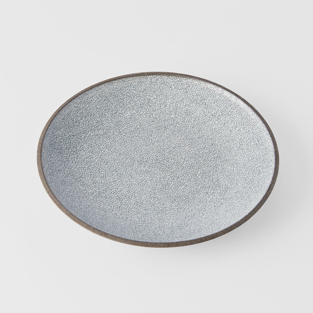 Premium 25cm Crazed Grey Glaze Ceramic Dinner Plate Dishwasher Microwave Safe