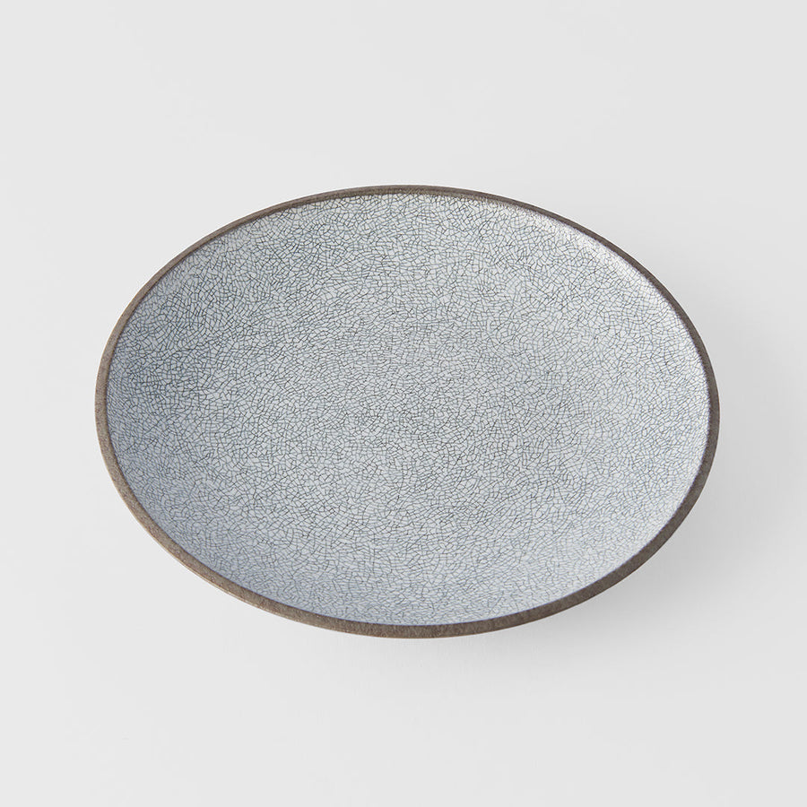 Premium 25cm Crazed Grey Glaze Ceramic Dinner Plate Dishwasher Microwave Safe