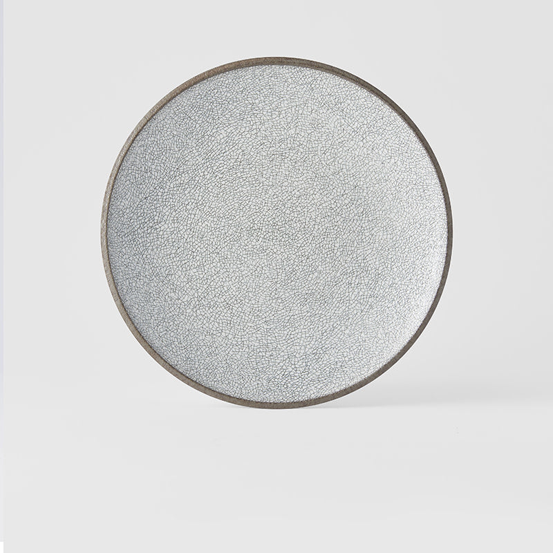 Premium 25cm Crazed Grey Glaze Ceramic Dinner Plate Dishwasher Microwave Safe