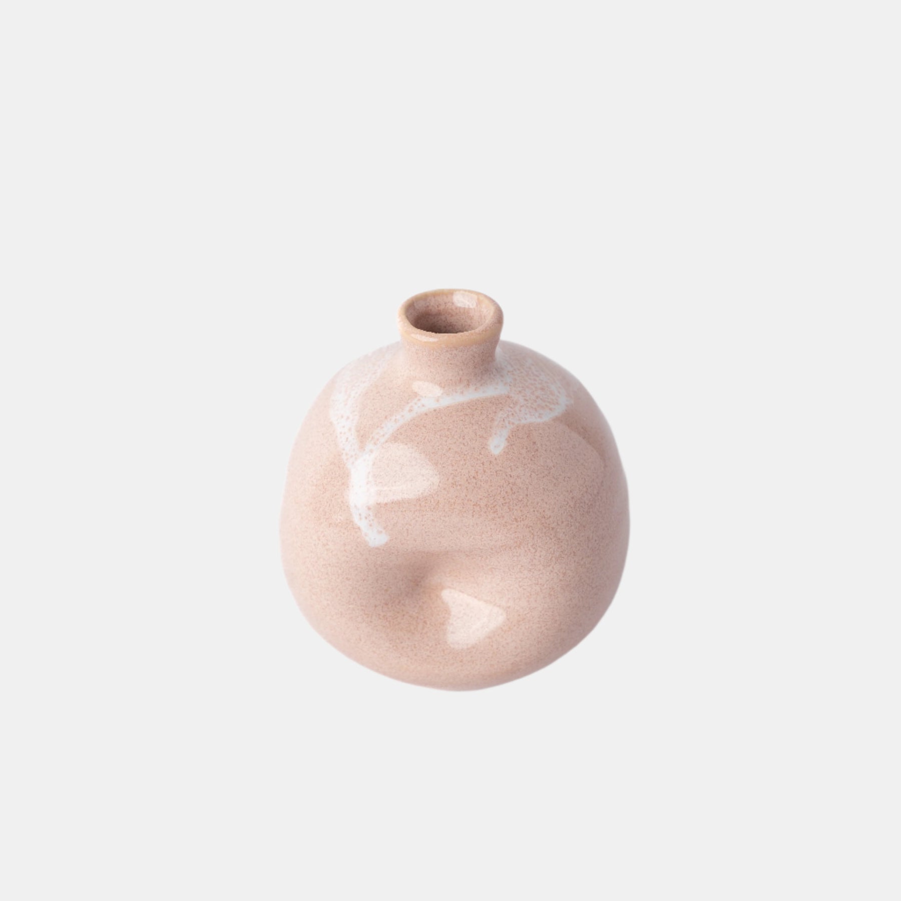 Premium 9cm Clay Pink Squashed Small Ceramic Vase