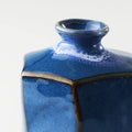 Premium 9cm Blue Hexagon Small Ceramic Vase