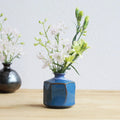 Premium 9cm Blue Hexagon Small Ceramic Vase