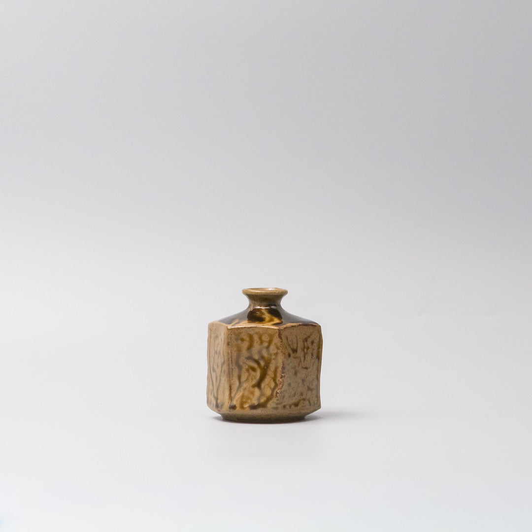 Premium Small Earth Tone Hexagon Vase – Decorative Home Accent