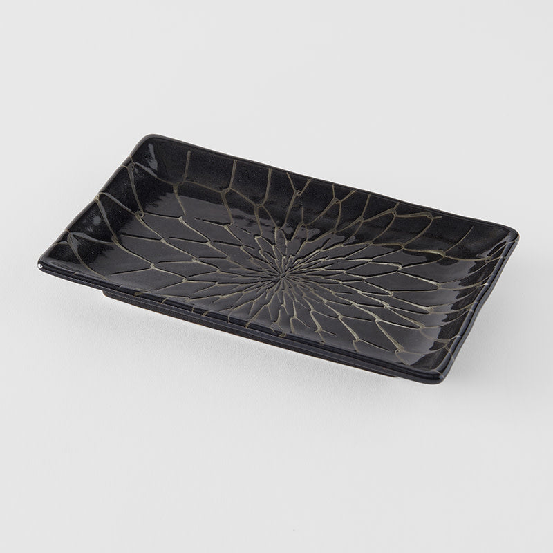 Premium Sushi Plate with Charcoal Net Design - 22cm