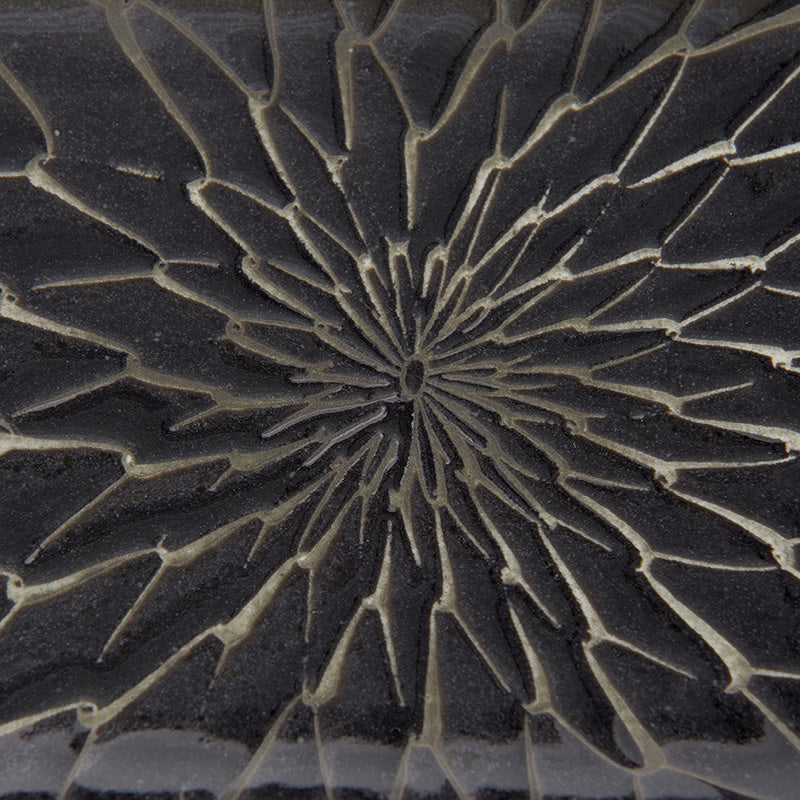 Premium Sushi Plate with Charcoal Net Design - 22cm
