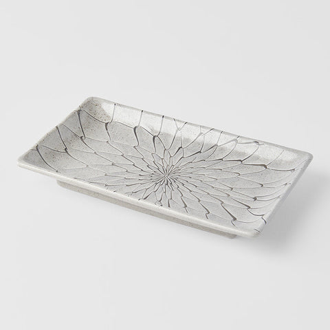 Premium Sushi Plate with Grey Net Design - 22cm