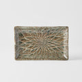 Premium Sushi Plate with Forest Green Net Design - 22 x 13cm