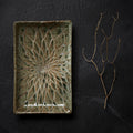 Premium Sushi Plate with Forest Green Net Design - 22 x 13cm