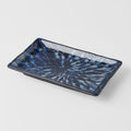 Premium Sushi Plate with Deep Blue Net Design - 22cm