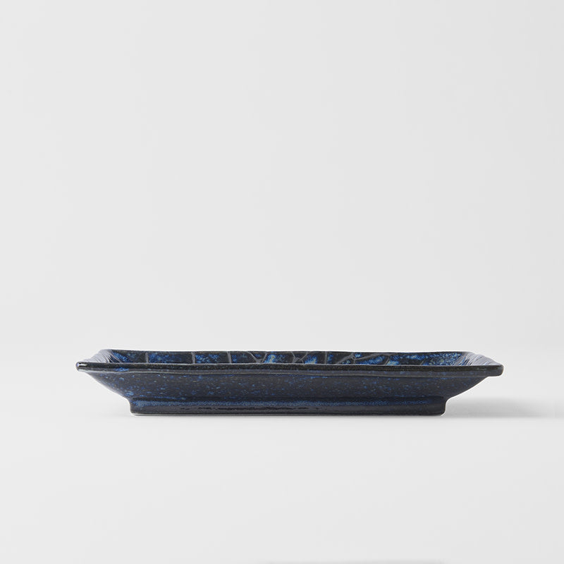 Premium Sushi Plate with Deep Blue Net Design - 22cm