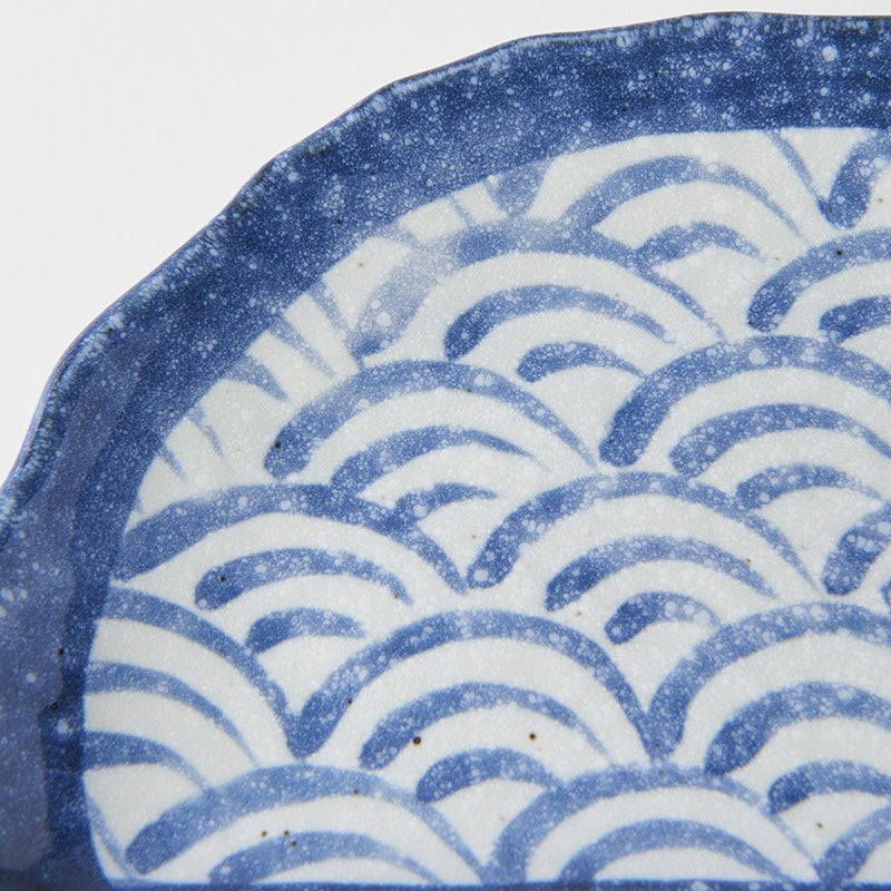 Premium Tempura Plate – Blue Indigo Wave Design 21cm