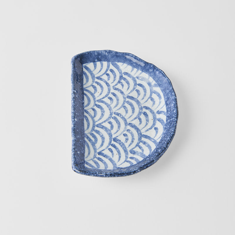Premium Tempura Plate – Blue Indigo Wave Design 21cm