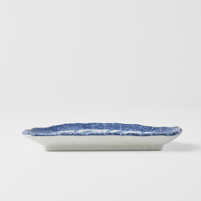 Premium Tempura Plate – Blue Indigo Wave Design 21cm