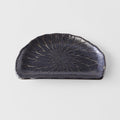 Premium D-Shaped Plate – Black Charcoal Net Design 21cm