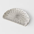 Premium D-Shaped Plate – White Grey Net Design 21cm