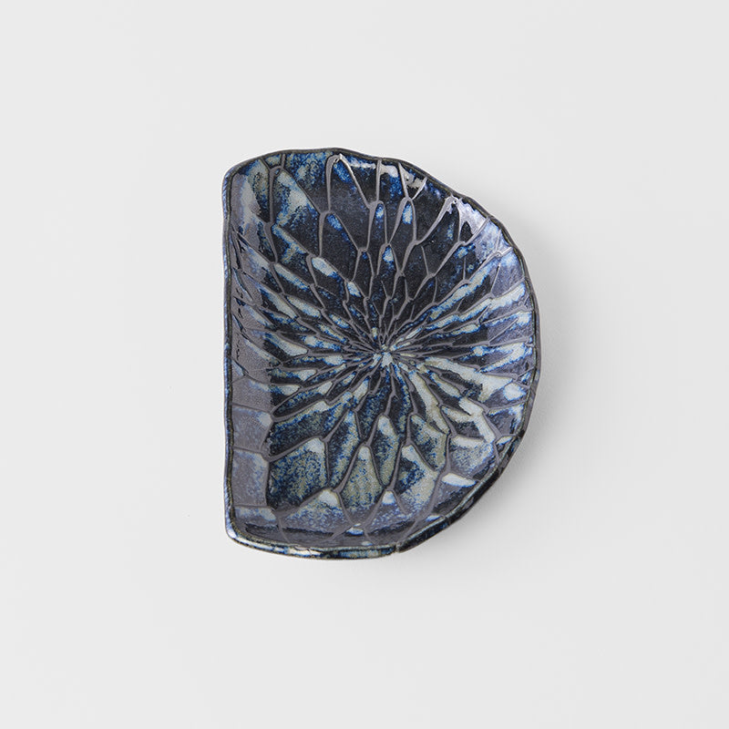 Premium D-Shaped Plate – Dark Blue Indigo Design 21cm
