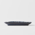 Premium D-Shaped Plate – Dark Blue Indigo Design 21cm