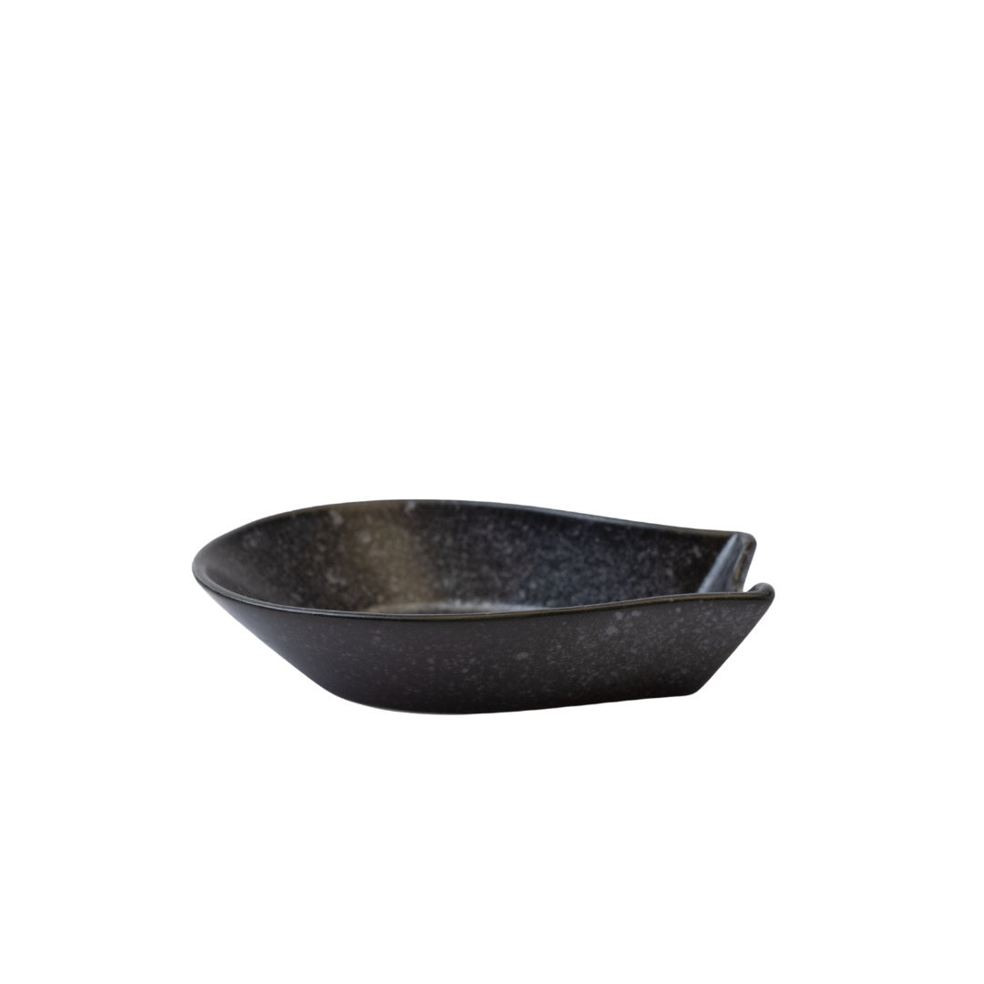 Kanso Matte Black Ramen Spoon Rest Ceramic Japanese Tableware Dishwasher Microwave Safe