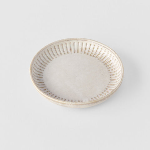 Premium Sauce Dish – Beige Ridged Alabaster Glaze 8.8cm, 15ml