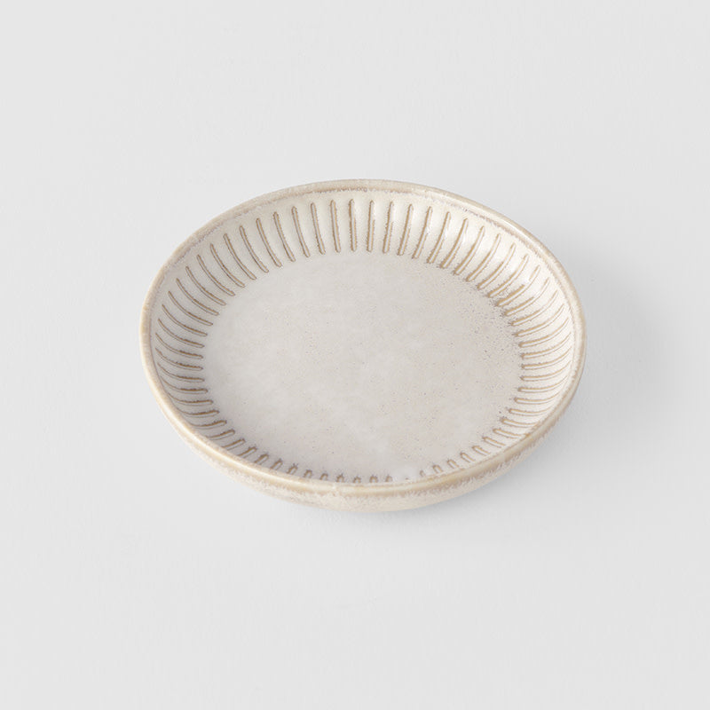 Premium Sauce Dish – Beige Ridged Alabaster Glaze 8.8cm, 15ml