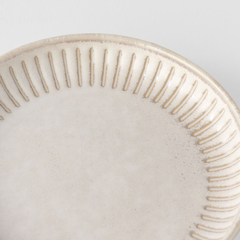 Premium Sauce Dish – Beige Ridged Alabaster Glaze 8.8cm, 15ml