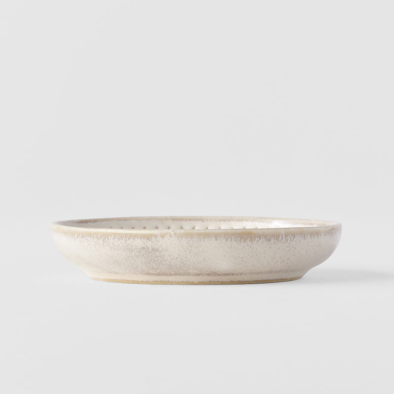 Premium Sauce Dish – Beige Ridged Alabaster Glaze 8.8cm, 15ml