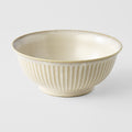 Premium Ceramic Udon Bowl – Cream Ridged Alabaster Glaze 18cm, 700ml