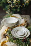 Premium Ceramic Udon Bowl – Cream Ridged Alabaster Glaze 18cm, 700ml