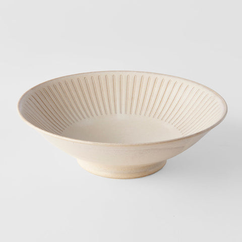 Premium Ceramic Ramen Bowl – Cream Ridged Alabaster Glaze 25cm, 900ml