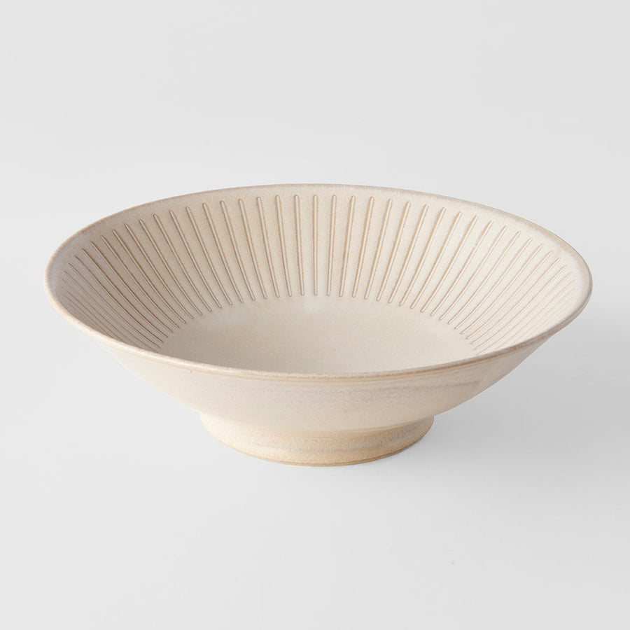 Premium Ceramic Ramen Bowl – Cream Ridged Alabaster Glaze 25cm, 900ml