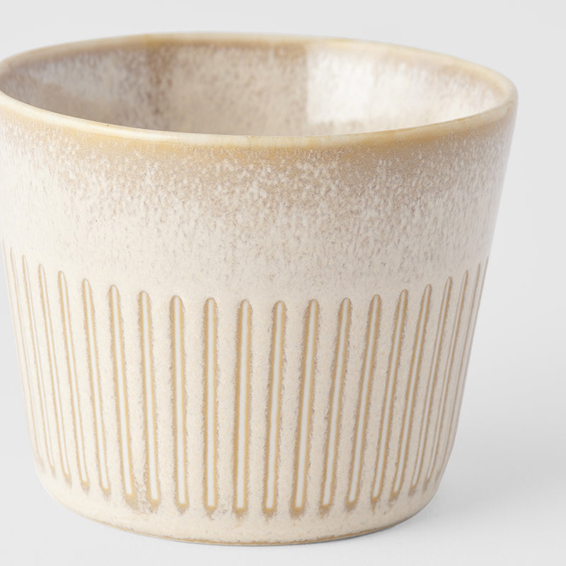 Premium Soba Cup – Beige Ridged Alabaster Glaze 175ml