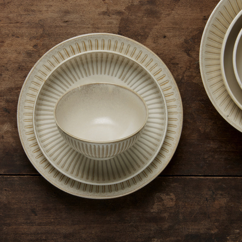 Premium Deep Bowl – Beige Ridged Alabaster Glaze 15.5cm, 800ml