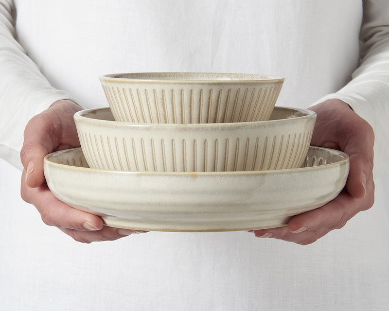 Premium Ceramic Ramekin Bowl – Cream Ridged Alabaster Glaze 10.5cm, 160ml