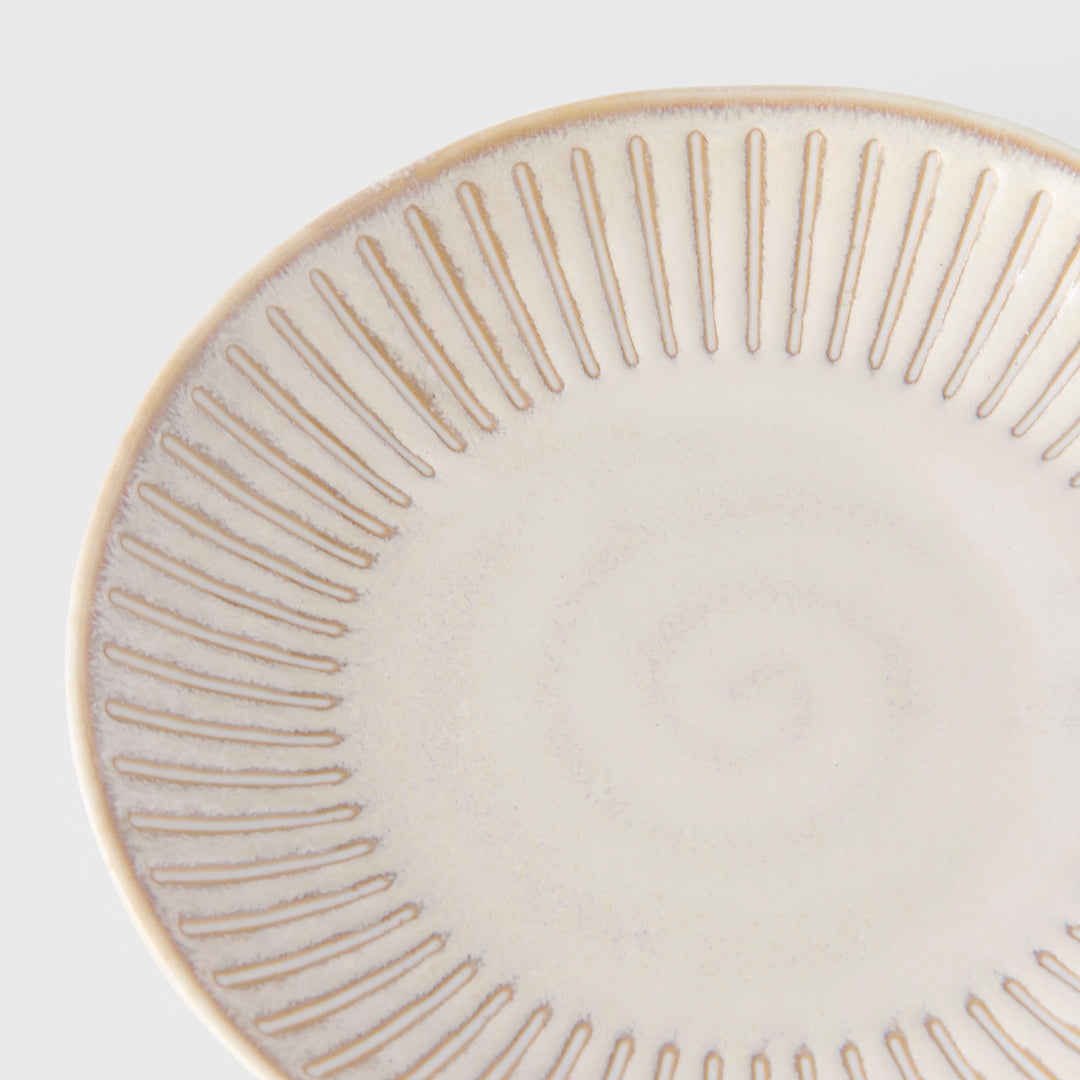 Premium Ceramic Saucer – Cream Ridged Alabaster Glaze 14cm, 100ml