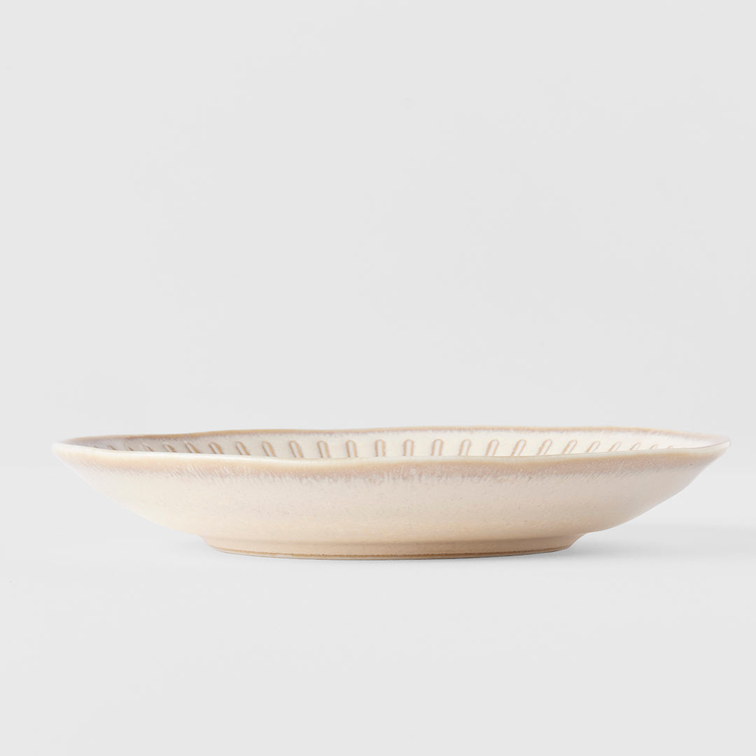 Premium Ceramic Saucer – Cream Ridged Alabaster Glaze 14cm, 100ml