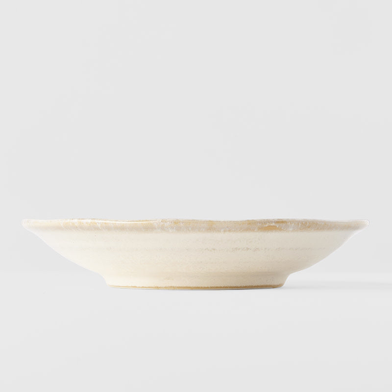 Premium Tapas Plate – Beige Ridged Alabaster Glaze 16.5cm